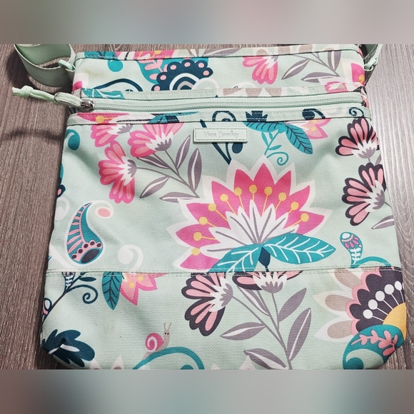 Vera Bradley Handbags - Vera Bradley "Lighten Up" slim crossbody mint with flowers